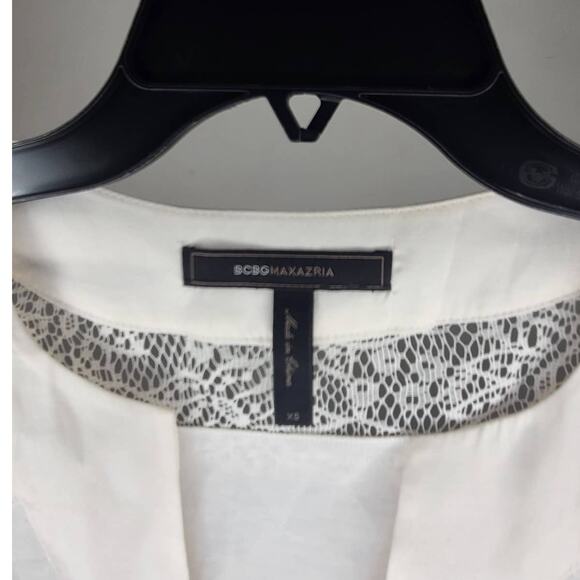 BCBG Maxazria ivory lace striped long sleeve tunic shirt - xs - Picture 2 of 5